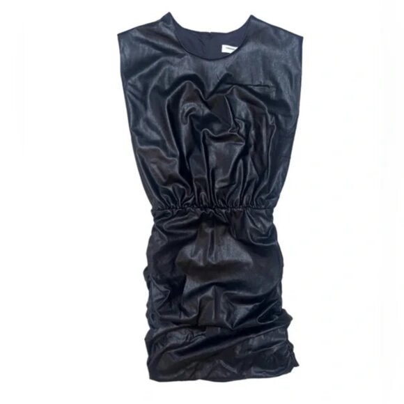 Amanda Uprichard Clifton Faux Leather Ruched Open-Back Dress Black XS - Picture 6 of 7